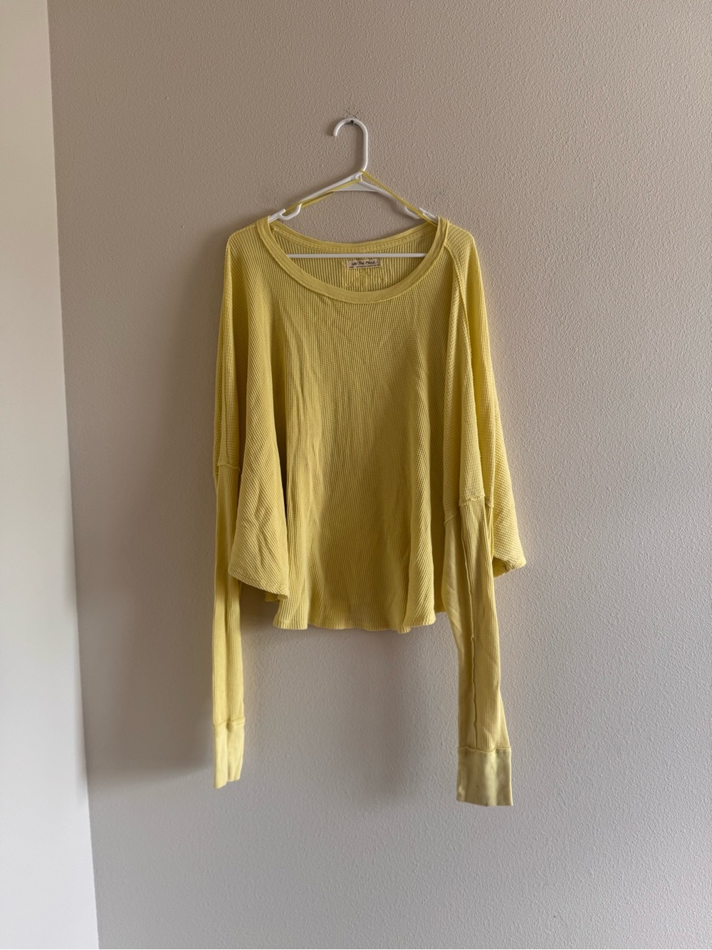 We The Free Pale Yellow Waffle Long-Sleeve Top